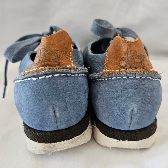 OTBT Blue Leather Cutout Khora Sneaker 7M Casual Leightweight Minimalist Basic - Picture 4 of 8